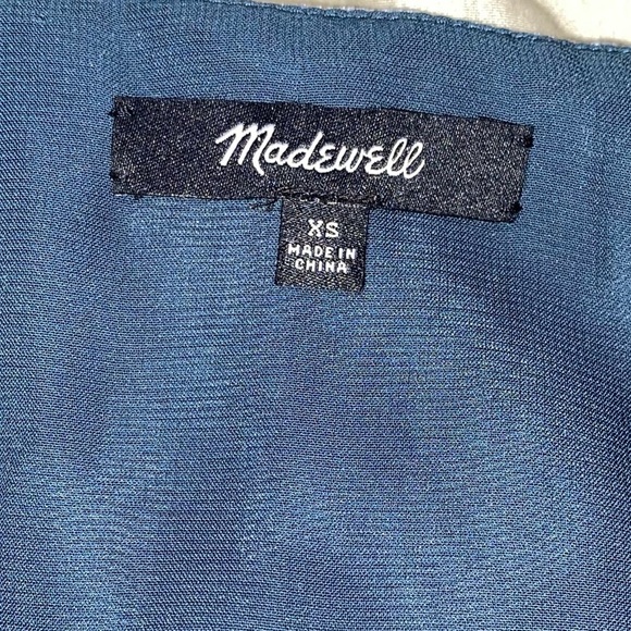 MADEWELL BY JCREW BLUE VELVET BUTTON FRONT MIDI DRESS WITH SIDE SLITS TRENDY - Picture 6 of 13